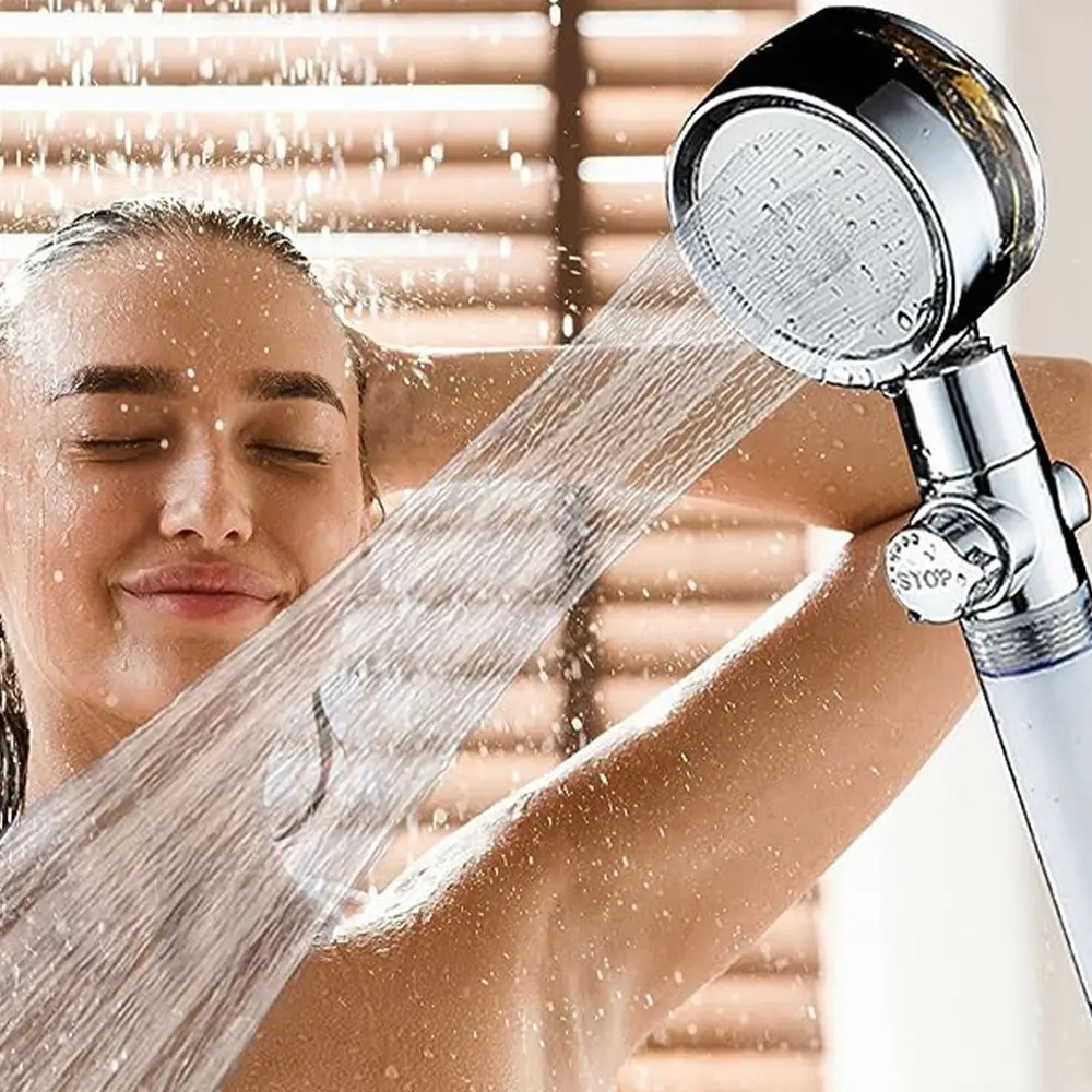 Rotating High Pressure Water Saving Handheld Shower With Filter Jet Head Turbocharged Shower Head