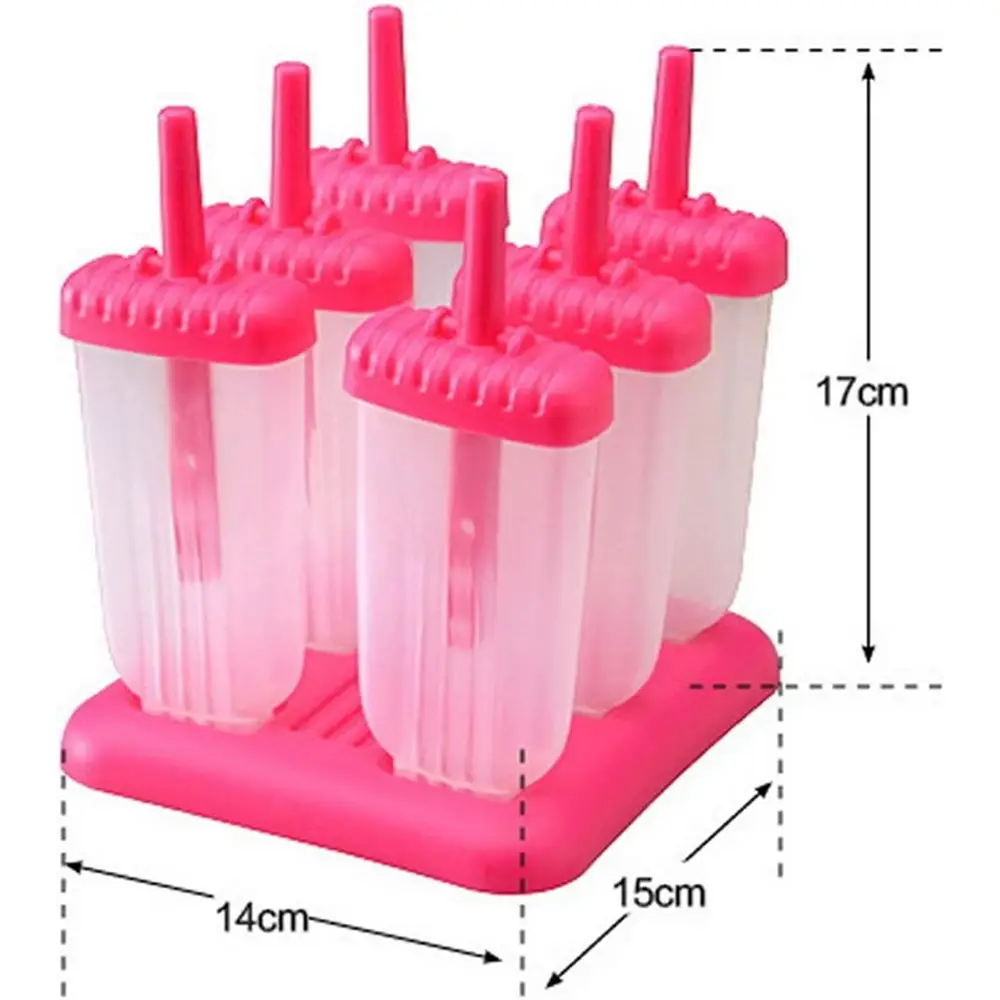 6pcs Ice Lolly Cream Molds with Tray Rectangle Shaped Ice Cream Pops Molds (2)