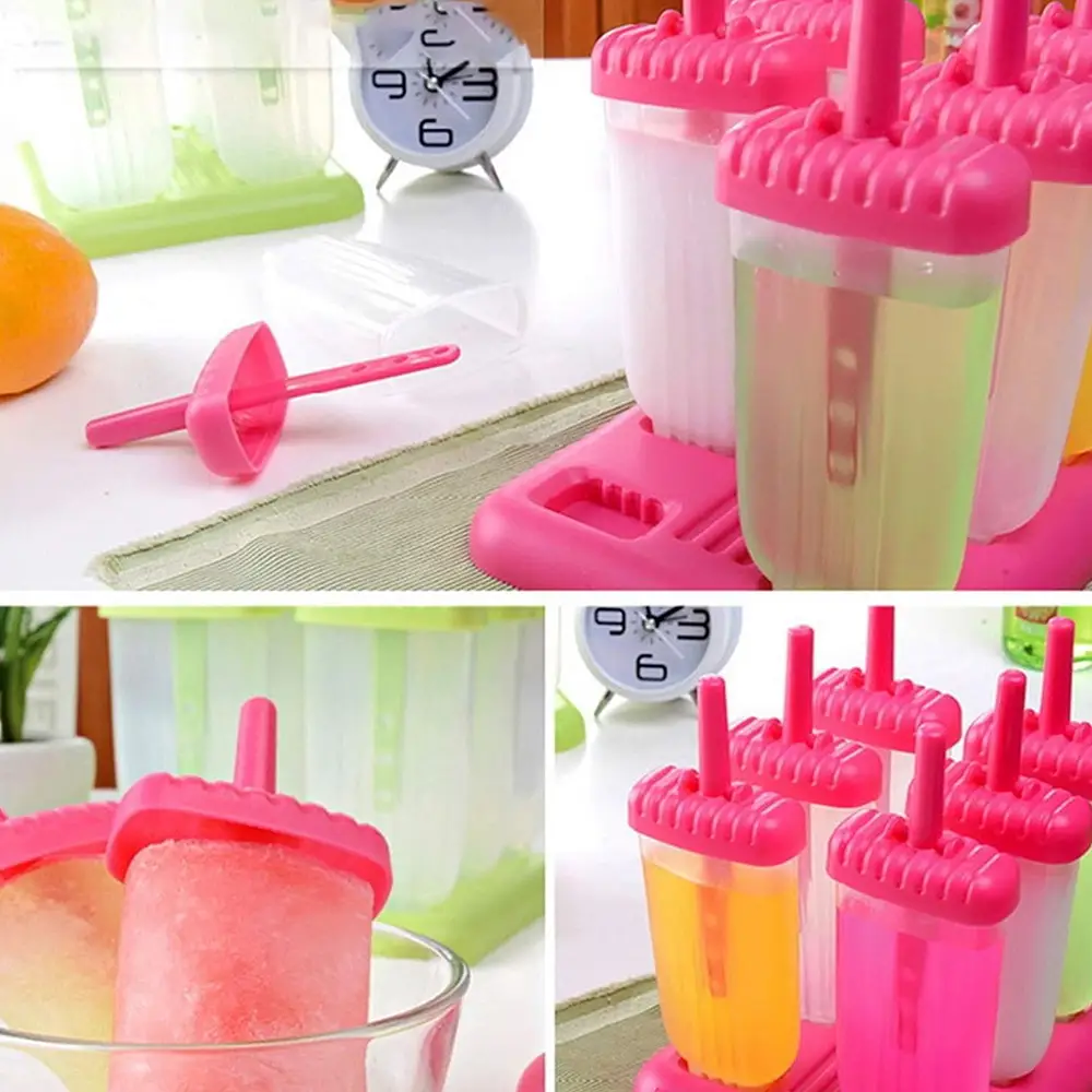 6pcs Ice Lolly Cream Molds with Tray Rectangle Shaped Ice Cream Pops Molds (4)