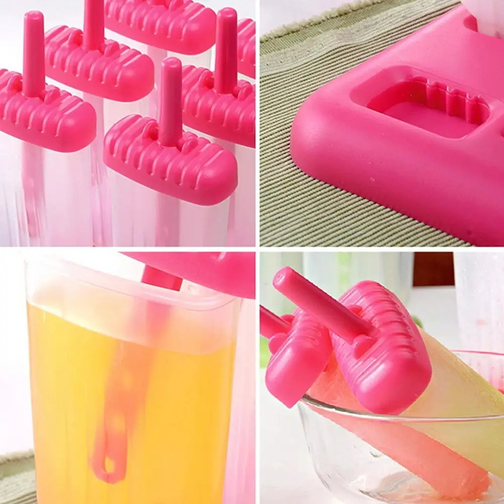 6pcs Ice Lolly Cream Molds with Tray Rectangle Shaped Ice Cream Pops Molds (5)