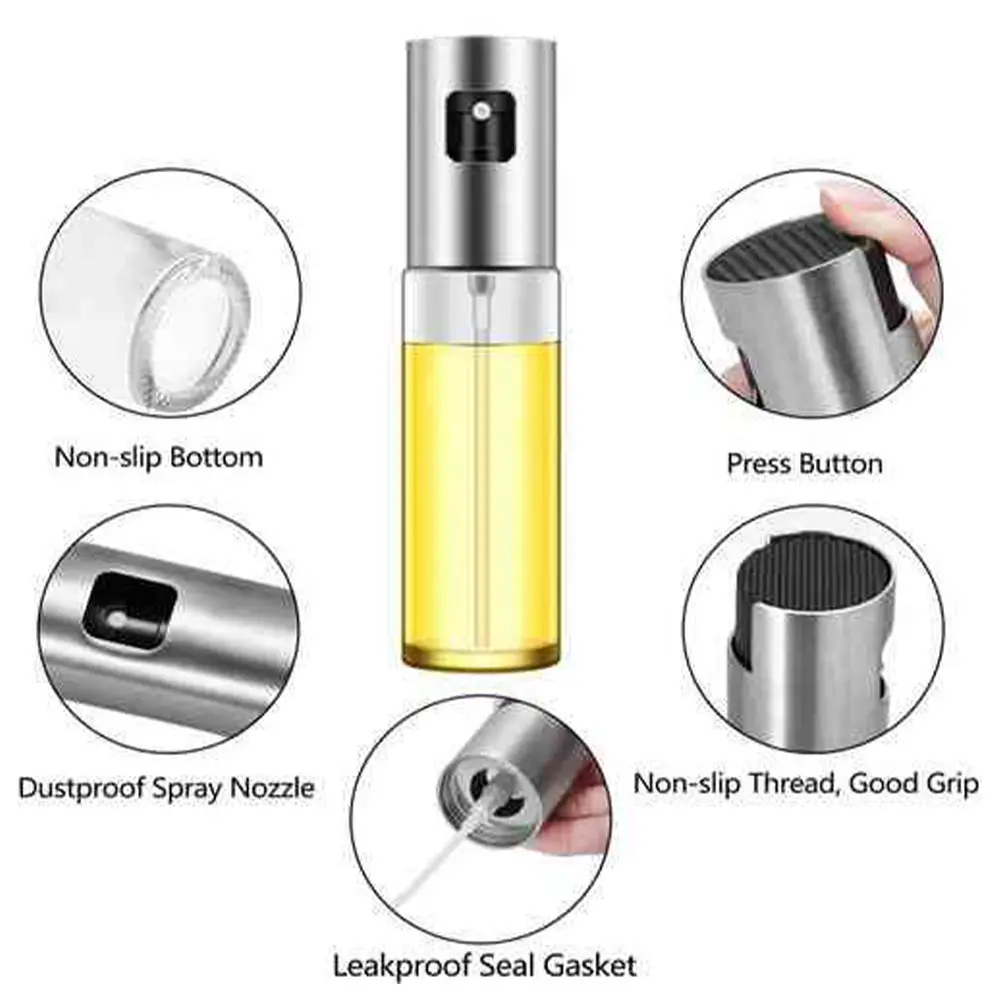 Portable 100ml Stainless Steel Leak Proof Cup Olive Oil Sprayer Bottle Dispenser Oil Pot Pump (1)