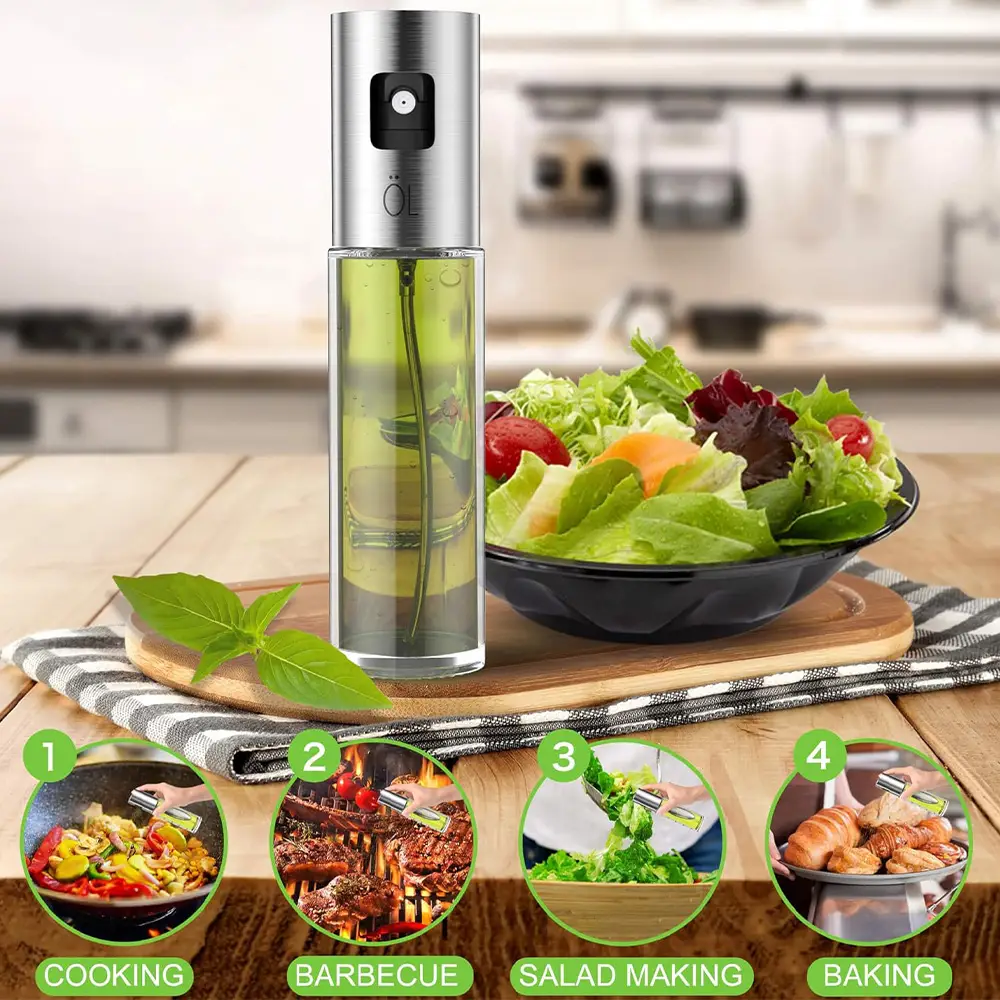 Portable 100ml Stainless Steel Leak Proof Cup Olive Oil Sprayer Bottle Dispenser Oil Pot Pump (5)