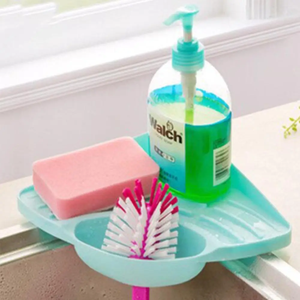 Soap And Sponge Holder Multipurpose Wash Basin Storage Kitchen Sink Triangle Shelf (2)