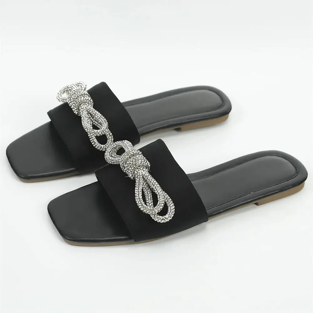 Handmade Ladies Slippers Women Sandals Black Color