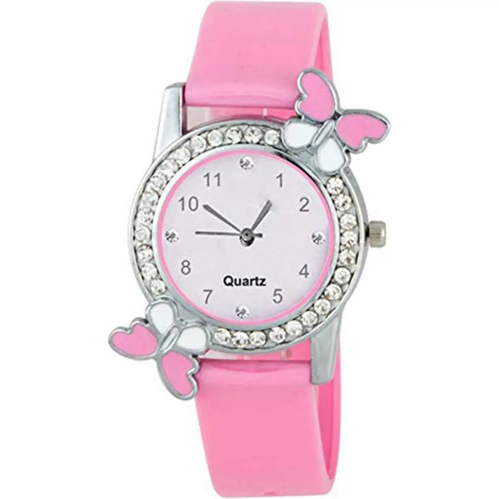 Pink Butterfly Cute Analog Watch for Women & Girls (2)