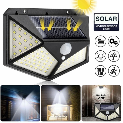 3 Modes 100 Led Solar Light Waterproof Motion Sensor LED Bulb Outdoor Solar Wall Lamp