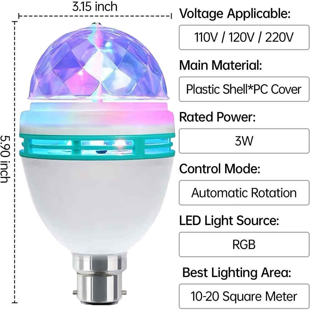 RGB Color Rotating Disco Bulb Multi Colour Light Projector LED Party Bulbs Colored Strobe Bulb (11)