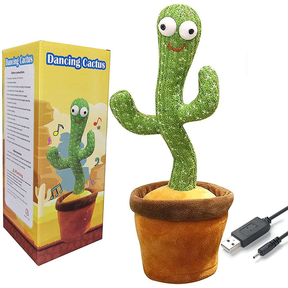 Rechargeable Dancing Cactus Can Sing, Record, Talk, Dance, Repeat What You say, Talking Toy for Kids Return Gift, Funny Educational Toy