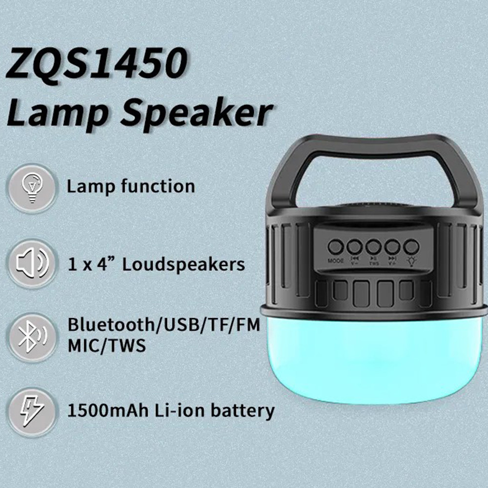 ZQS1450 Rechargeable Portable Lamp with Super Bass Bluetooth Speaker Rechargeable Light SD Card, USB, Mic, TWS Support (4)