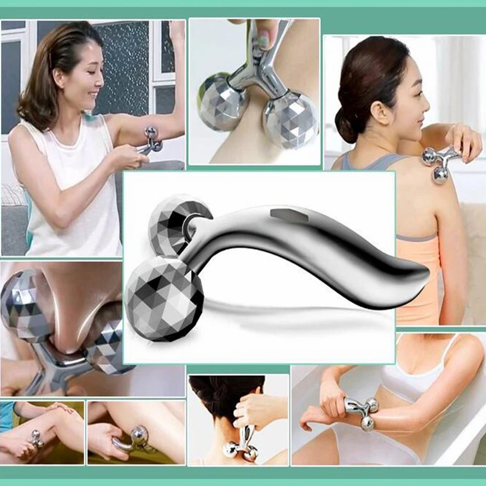 Professional 3D Face Body Massager 360 Rotating Roller Massager 2 Wheels Facial Slimming Tightening Skin Handheld 3D Roller (2)