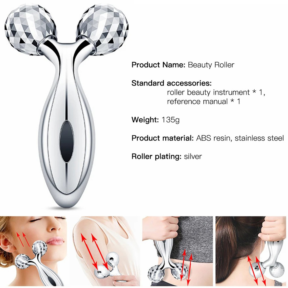 Professional 3D Face Body Massager 360 Rotating Roller Massager 2 Wheels Facial Slimming Tightening Skin Handheld 3D Roller (9)