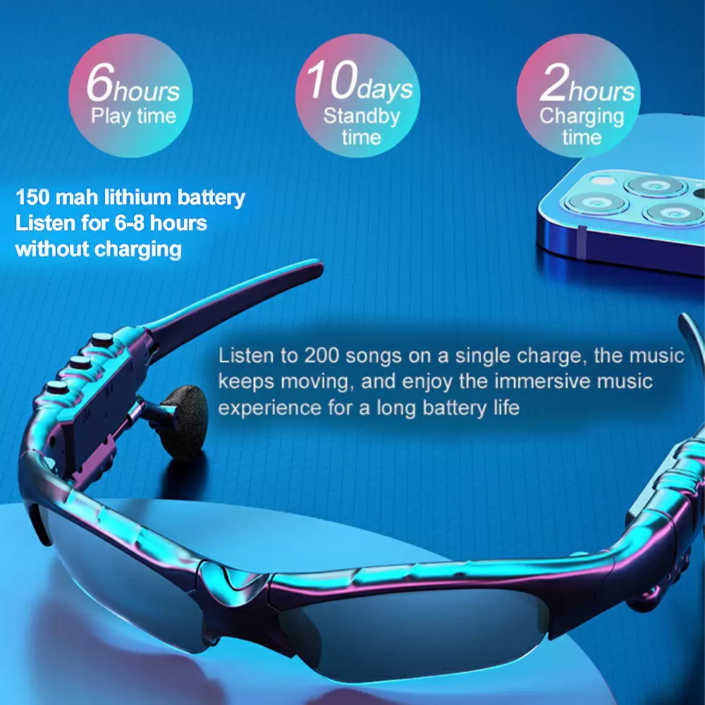 Smart Bluetooth Sunglasses Wireless Earphone Polarized Glasses with Microphone (4)