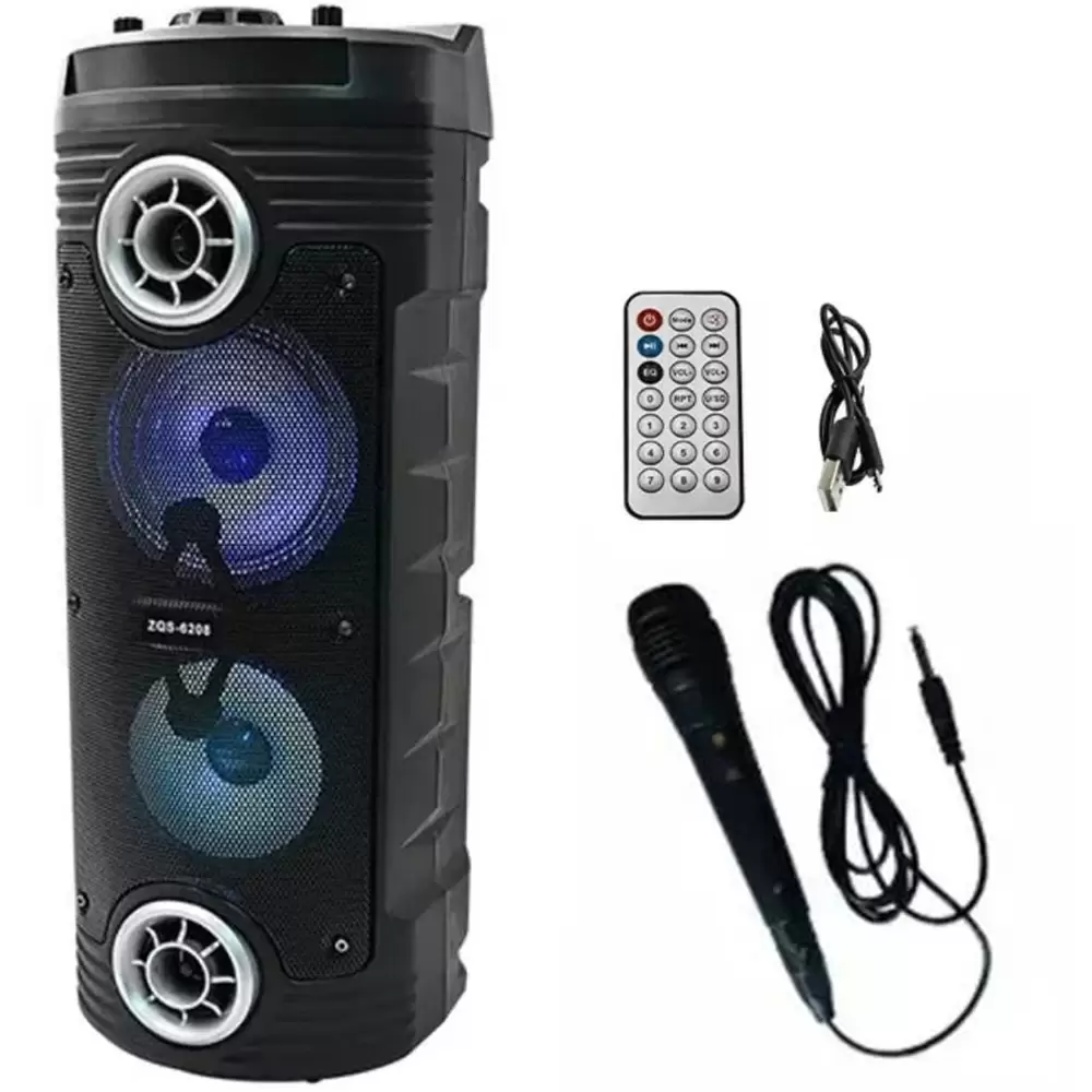 Super Bass ZQS-6208 Bluetooth Big Speaker With Remote And Wired Mic