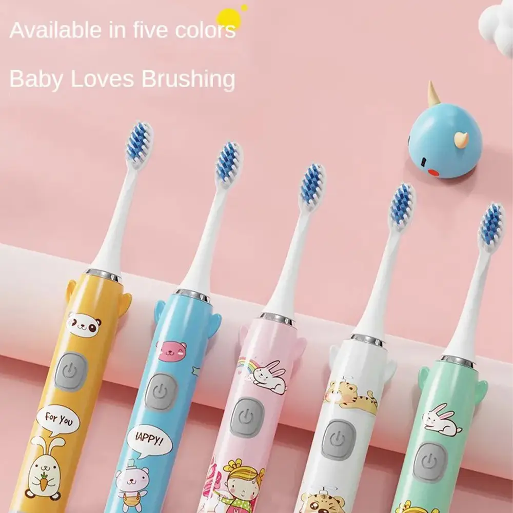 5 Modes Rechargeable Kids Toothbrush Cartoon Pattern Kids With Replace The Toothbrush Head Ultrasonic Electric Toothbrush (14)