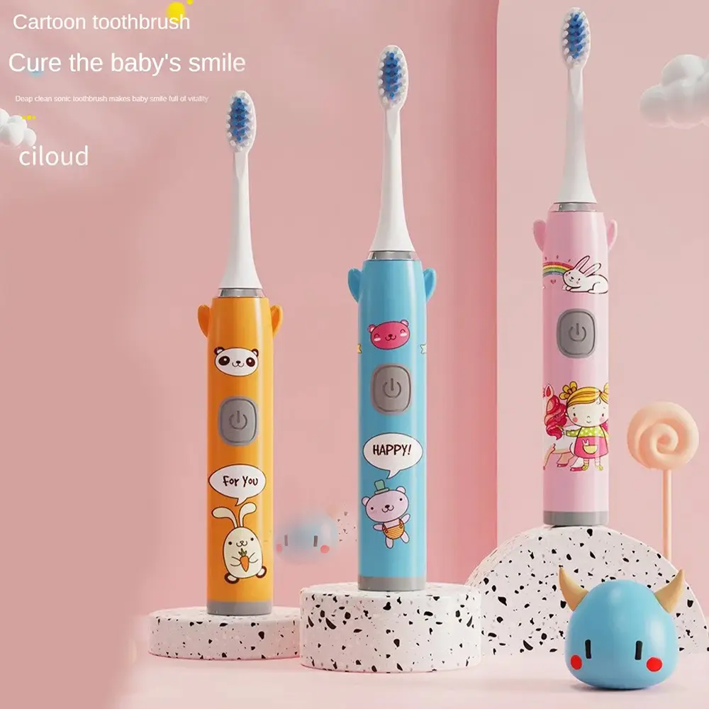 5 Modes Rechargeable Kids Toothbrush Cartoon Pattern Kids With Replace The Toothbrush Head Ultrasonic Electric Toothbrush (17)