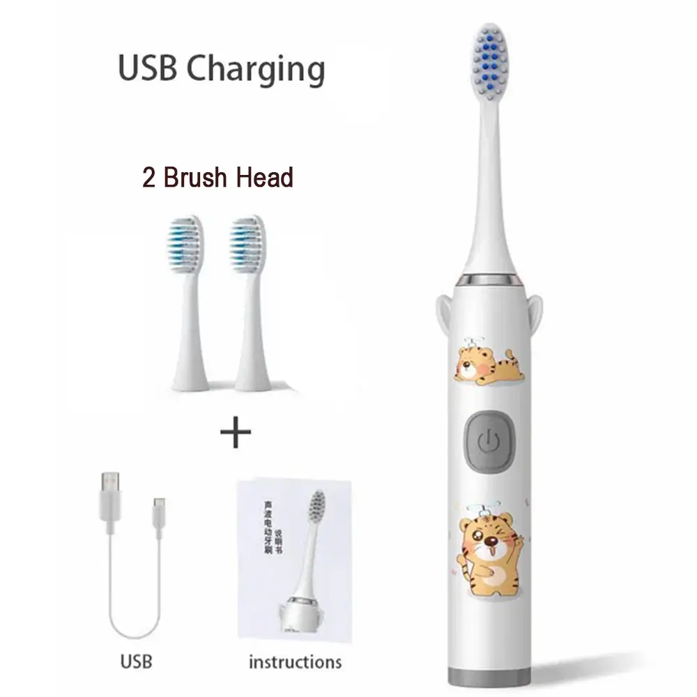 5 Modes Rechargeable Kids Toothbrush Cartoon Pattern Kids With Replace The Toothbrush Head Ultrasonic Electric Toothbrush (3)