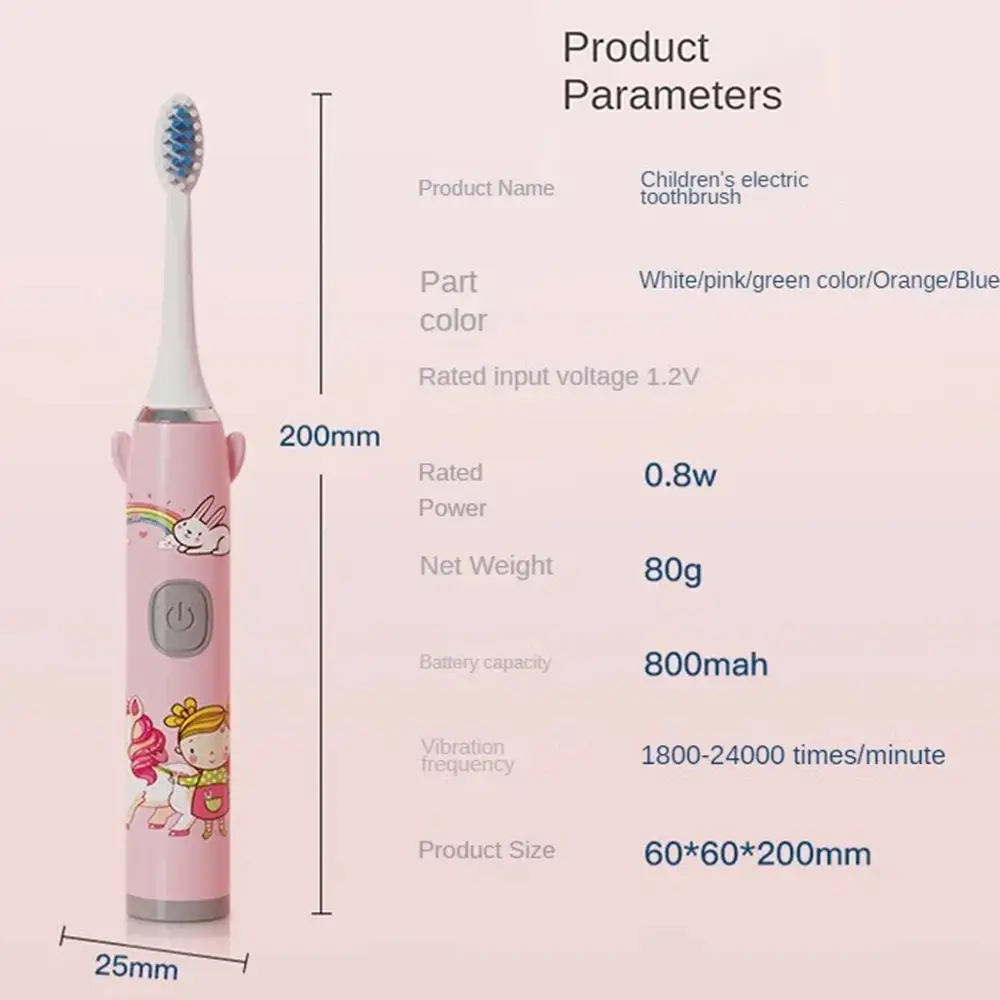 5 Modes Rechargeable Kids Toothbrush Cartoon Pattern Kids With Replace The Toothbrush Head Ultrasonic Electric Toothbrush (6)