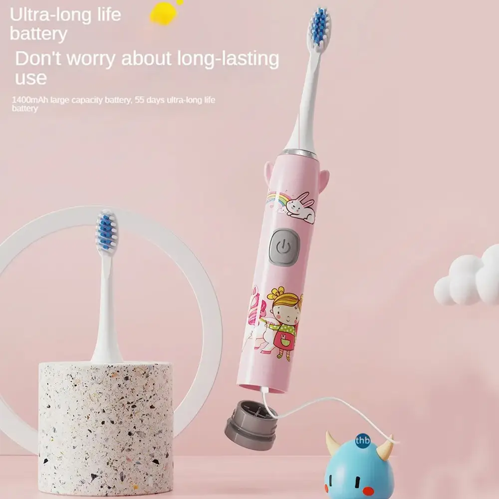 5 Modes Rechargeable Kids Toothbrush Cartoon Pattern Kids With Replace The Toothbrush Head Ultrasonic Electric Toothbrush (8)