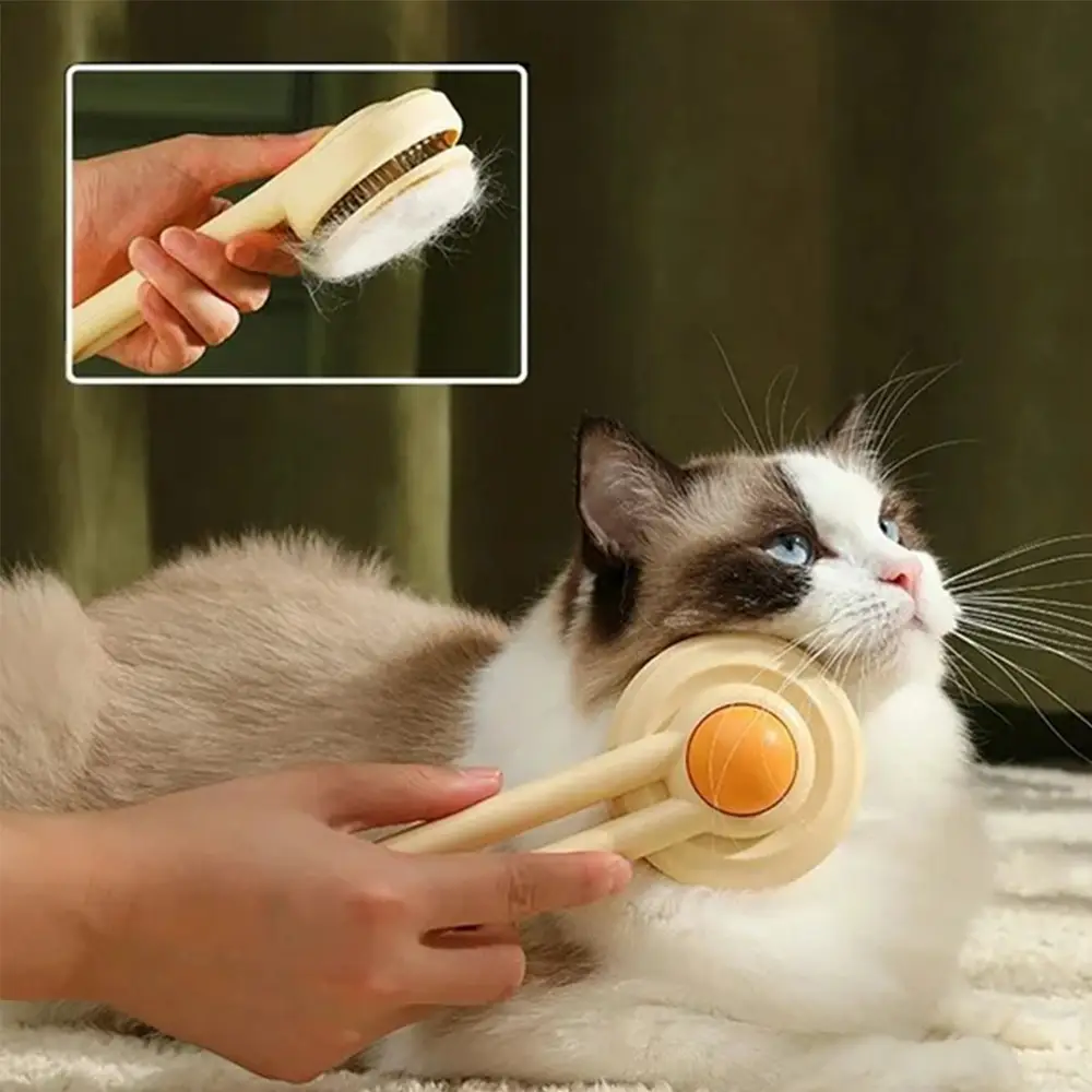 Pet Egg Yolk Massage Comb Self-cleaning Hair Removal Brush Stainless Steel Needle Pet Brush For Cats Dogs