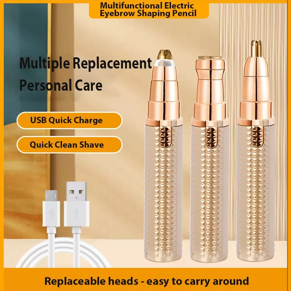 Rechargeable 3 in 1 Hair Remover Eyebrow Nose Underarms Trimmer Electric Painless Epilator